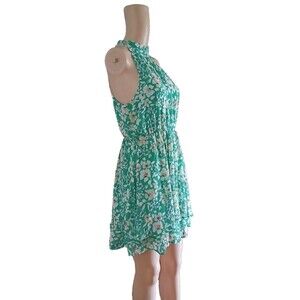 Sienna Sky Women's LARGE Floral Tiered Short Dress Light Beachy Boho High Neck
